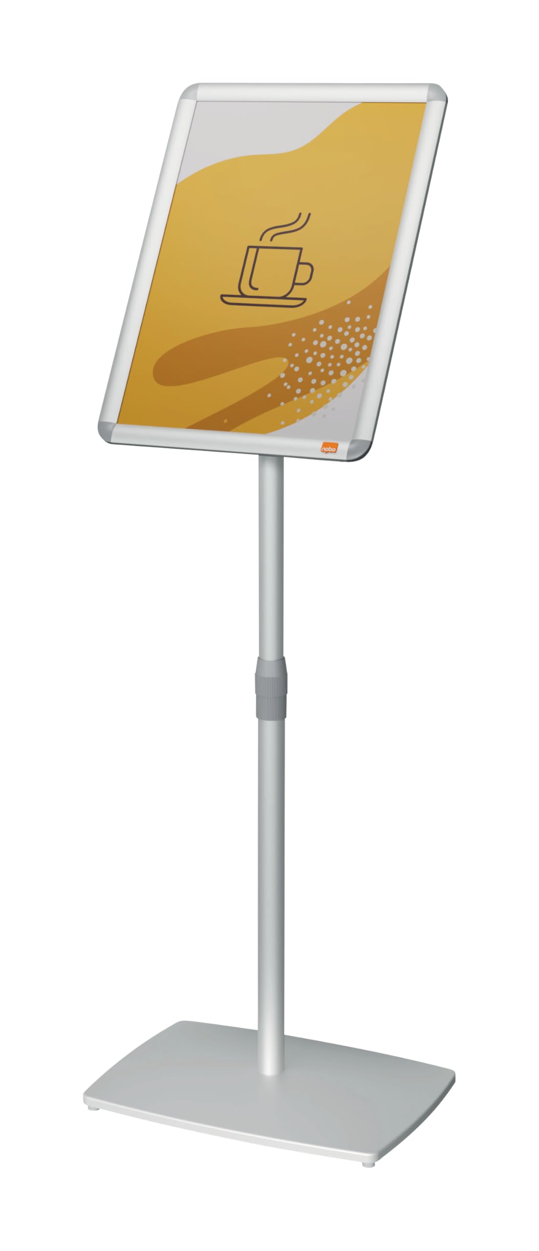 Nobo A3 Sign Holder Display Stand With Snap Frame, Freestanding Poster Frame, Height Adjustable, Portable, Aluminium Trim, Premium Plus, Silver, 1902384