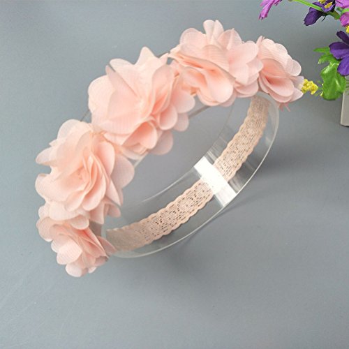 Fmeida Baby Girls Headband Flower Birthday Crown Hair Band-Gift for Baby (Pink Flower) - Thumbnail 2
