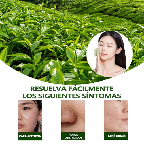 1000 piezas de papel de arroz facial. papel absorbente de grasa facial. papelitos absorbentes de brillo facial. Elimina el brillo del aceite, el papel es suave, adecuado para aceite facial (Té verde)