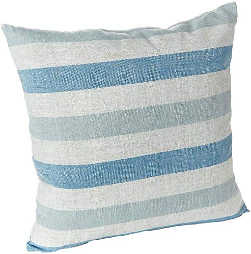 Klear Vu Liza Coastal Linen Decorative Throw Pillow, 18" x 18", Set of 2, 17 x 15.75, Stripe Blue