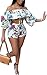 Molisry Women's Off Shoulder Ruffle Floral Print Crop Top Short Pants Jumpsuits 2 Piece Outfits