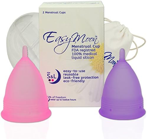 Easymoon Menstrual Cups (2-Pack) Manage Menstruation Flow, Help Reduce Cramping | Reusable, Hypoallergenic Silicone | Healthier Alternatives to Tampons and Pads
