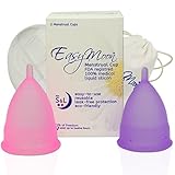 Easymoon Menstrual Cups (2-Pack) Manage Menstruation Flow, Help Reduce Cramping | Reusable, Hypoallergenic Silicone | Healthier Alternatives to Tampons and Pads