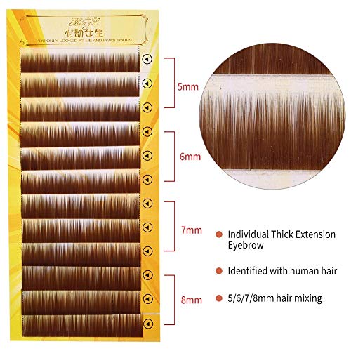 Ruiqas False Eyebrow, Mixed Dark Brown False Eyebrow Extension Fake Eyebrow Enhancer Individual Eyebrows 5-8mm