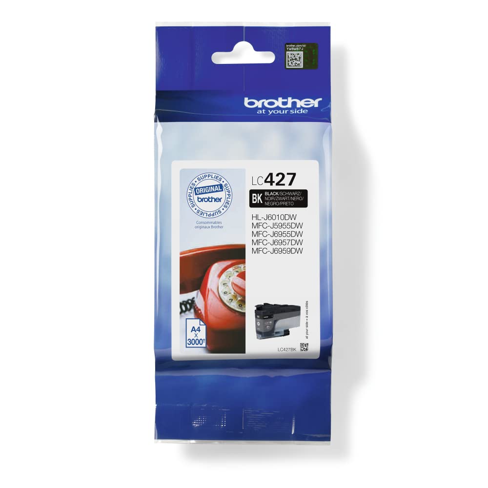 Brother LC-427BK Inkjet Cartridge, Black, Single Pack, Standard Yield, Includes 1 x Inkjet Cartridge, Genuine Supplies