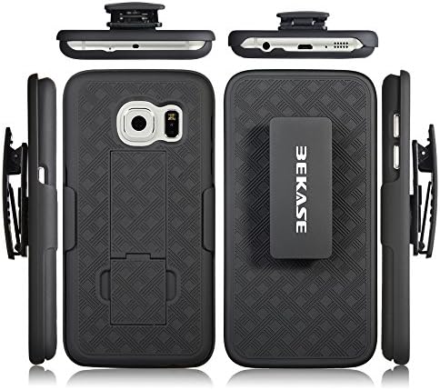 Galaxy S7 Case, BEKASE (TM) Hard Shell Holster Combo Matte Finish Protective Slim Case for Samsung Galaxy S7 with KickStand & Locking Belt Swivel Clip (Black)