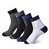 Men's Cushioned Quarter Socks,Habiter Performance Crew Athletic Socks 4 Pack