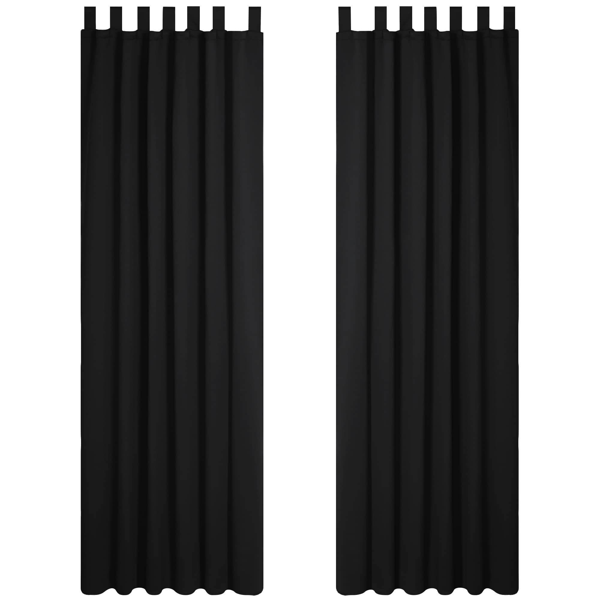 Deconovo Energy Saving Thermal Insulated Tab Top Blackout Curtains for Kids Bedroom 140x245cm Black ONE Pair — image 1