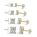 Emma Manor Gold Plated 925 Sterling Silver 4 Prong 7mm Square Shape Cubic Zirconia Stud Earring (Yellow Gold Plated Silver)