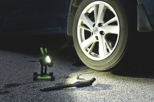 PowerSmith PWLR1110M 900 Lumen LED Weatherproof Tiltable Portable Lithium-Ion Battery-Powered Cordless Work Light with Magnetic Base, Impact-Resistant Glass Lens, Wall Charger, and Car Charg, Green
