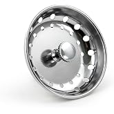 Highcraft 97333 Kitchen Sink Basket Strainer Replacement for Standard Drains (3.25 Inch) Chrome Plated Stainless Steel Body With Rubber Stopper, 3.25"