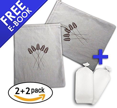 **SALE** Reusable Linen Bread Bags With Drawstring – Made for Grocery Shopping, Gift Bags, Produce Storage – Eco-Friendly, Unbleached Food Storage For Homemade &amp; Artisan Bread 2 Pack -11"x15"