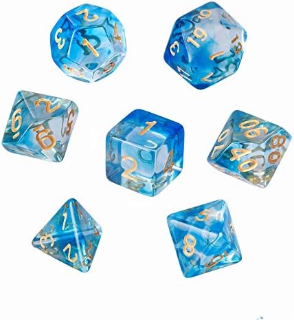 GWHOLE 7-Die Polyhedral Dice Set for Dungeons and Dragons with Black Pouch
