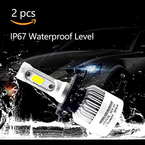 Led Headlights, H7 Led Headlight Bulb, IP67 Waterproof 6500K Auto Headlamp 12V Cool White(2 pcs)