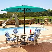 MOVTOTOP Patio Umbrella 9Ft UPF 50+ Premium Outdoor Table Umbrella, Market Umbrella with Push Button Tilt and Crank for Garden, Deck, Backyard, Pool (Green)