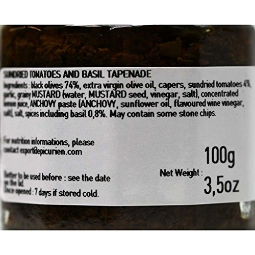 L'Epicurien, Sun Dried Tomato & Basil Tapenade, 3.5oz Jar