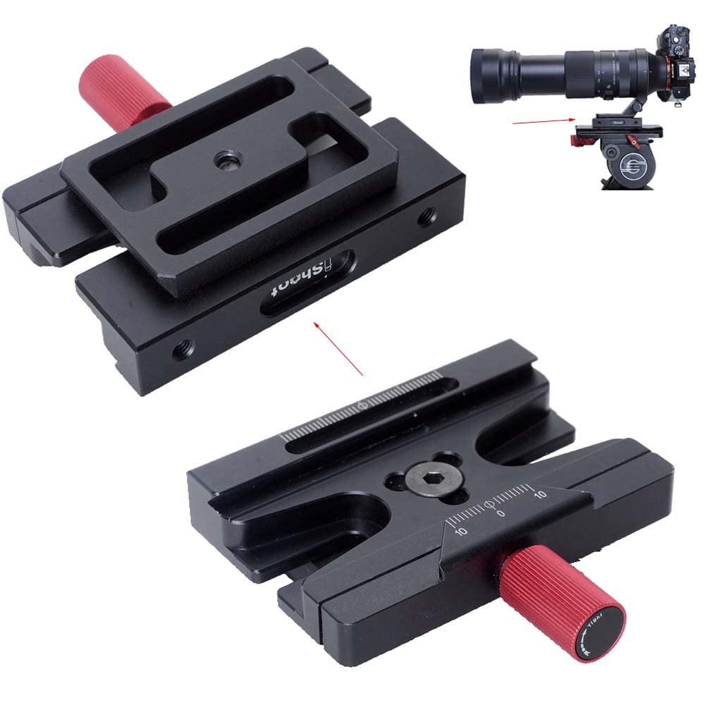iShoot Quick Release Plate Converter Clamp Adapter Compatible with Arca-Swiss Fit Plate & Manfrotto 200PL/410PL Plate, Compatible with Sachtler 6T/8T/10T/DV8 3+3/DV8 5+5 / DV10 3+3/DV10 5+5 Fluid Head