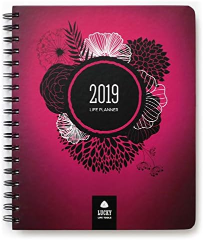 LUCKY Life Planner 2019: Goal Setter + daily/weekly, monthly, and yearly Agenda, Calendar, and Journal (Pink Floral)