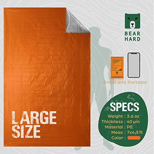 Bearhard Emergency Blanket Space Blankets 4Pack for Camping Hiking or