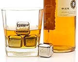 ACE - Whiskey Stones, Reusable Stainless Steel Ice Cubes For Whiskey Without Dilution. 4-Piece Whiskey Rocks - Perfect Wine Accessories Gift Set for Wine Enthusiasts. Comes In Lavish EVA Gift Box
