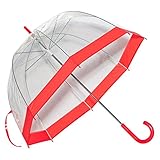 Umbrella Clear Bubble Dome, Rain, Galleria Umbrellas for Kids, Men and Woman (Red Trim, One Size)