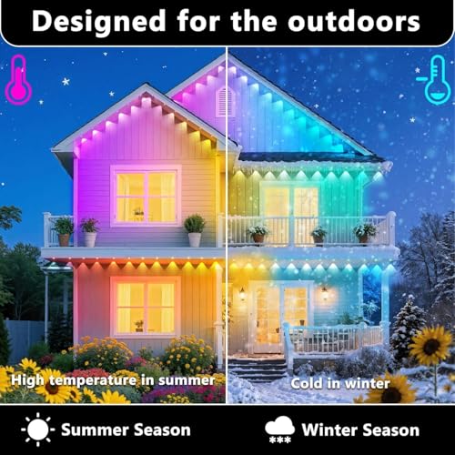 CETELUMA 300FT Permanent Outdoor RGB Lights, IP67 Waterproof Smart Eave Lighting, with App/Remote Control Eaves Light, DIY LED Scenes Modes for House Roof Decor,Party (300FT)