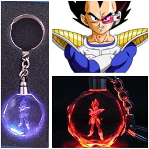 J Adryan Design #20 Vegeta Dragon Ball Z Crystal Led Keychain 7 Colors Changing Cycle