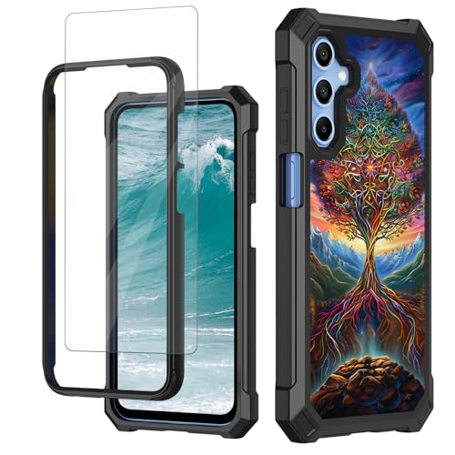 GYSYSQSH for Samsung Galaxy A16 5G Phone Case 6.7" with Tempered Glass Screen Protector Dual Layer Soft TPU Hard PC Bumper Heavy Duty Shockproof Protective Cover Case for Samsung A16 5G, Tree