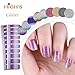 HIGH'S Upgrade EXTRE Adhesion Nail Wraps Decals Art Transfer Sticker Collection Manicure DIY Fullnail Polish Patch Strips for Wedding, Party, Shopping, Travelling, 20pcs (Bluberry Wine)
