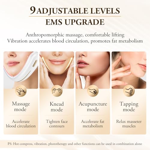 V-Face Shaping Massager Electric,ANLAN Led Facial Sculptor with 4 Modes,42°C Facial Massager Face Lifting Device,EMS Double Chin Reducer Jawline Exerciser with Remote Contro