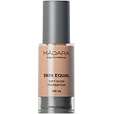 MADARA Liquid Foundation Face Makeup – Skin Equal Soft Glow Mineral Foundation SPF15 ROSE IVORY 30-30 ml, Hyaluronic Acid, Buildable Medium Coverage, Dewy Finish, Vegan, COSMOS natural certified