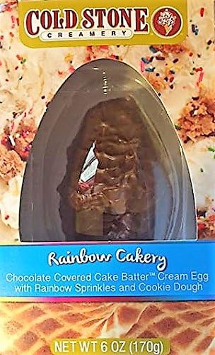 Cold Stone Creamery Rainbow Cakery Chocolate Covered Cake Batter Cream Egg With Rainbow Sprinkles And Cookie Dough! Perfect Chocolate Egg For Easter!