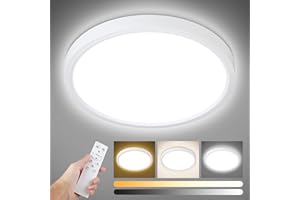 Unicozin Dimmable Ceiling Light with Remote Control, 8.7Inch 18W 3000K-6000K Light Color Adjustable, Round LED Flush Mount Ceiling Lamp, White Flat Panel Light for Dining Room, Bedroom, Kitchen,Wired