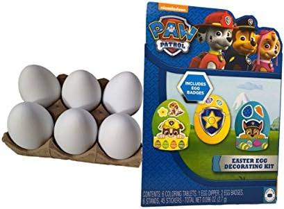 Paw Patrol Easter Egg Decorating Kit | 6 White Plastic Decorating DIY Dyeable Craft Eggs Bundle