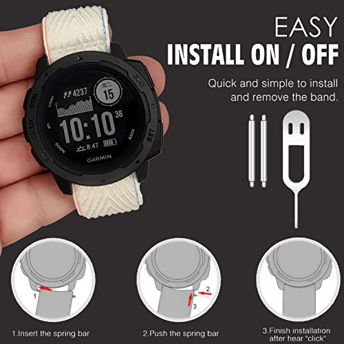 Abanen 22mm Elastic Nylon Watch Bands with Watch lugs for Garmin Instinct 2 Solar, Soft Stretchy