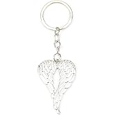 MUCOOS Angel Wing Keychain for Men Silver Metal Winged Key Ring Wing Keycharms Gift for Christian