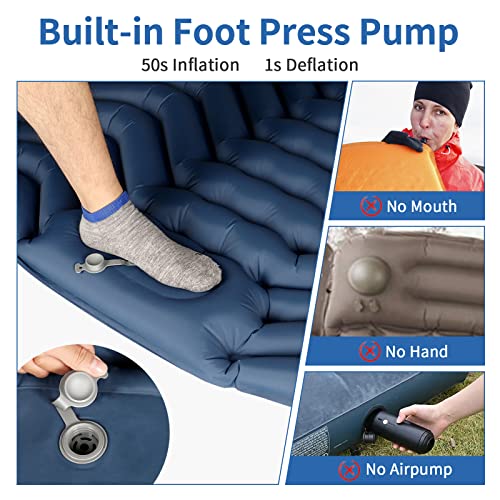 VECUKTY Double Camping Sleeping Pad, Upgraded Foot Press Inflatable
