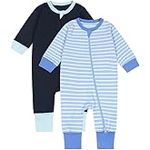 Teach Leanbh Toddler Baby Boys Girls 2-Pack Pajamas Cotton 2 Way Zipper Long Sleeve Footless Romper Sleep and Play