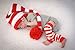 juDanzy red & White Stripe Christmas elf hat for Babies (3-6 Months)