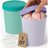 StarPack Freeze The Day Homemade Ice Cream Containers (2-Pack, 1 Quart) - Airtight Silicone Lids, BPA-Free Reusable Polypropy