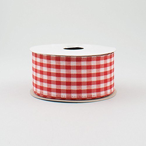 Red White Gingham Check Wired Ribbon (1.5 Inch x 10 Yards) : RG01048F3