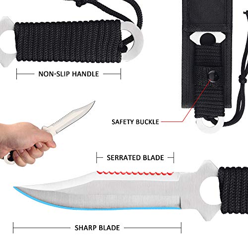 AiGear Dive Knife For Scuba Diving With Leg Strap Sheath Stainless Steel Blade Knife With Nylon