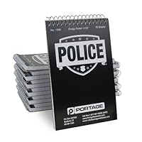 Portage Police Notebook - Sized 3.75" x 6" Professional, Top Bound Spiral Notepad for Writing Notes and Reports in the Field, 200 Gregg Ruled Line Spacing, 140 Pages (12 Pack)
