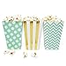 Chloe Elizabeth Mini Popcorn & Candy Favor Boxes for Birthday, Bridal and Baby Shower, All Parties & Events in Polka Dot, Chevron, and Striped Assorted Designs, 36 Count (Mint, Gold)