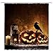 Feierman Halloween Shower Curtain for Bathroom Horror Crow Pumpkin Head Bathroom Curtain Decor Machine Washable Waterproof with Hooks 70x70Inches