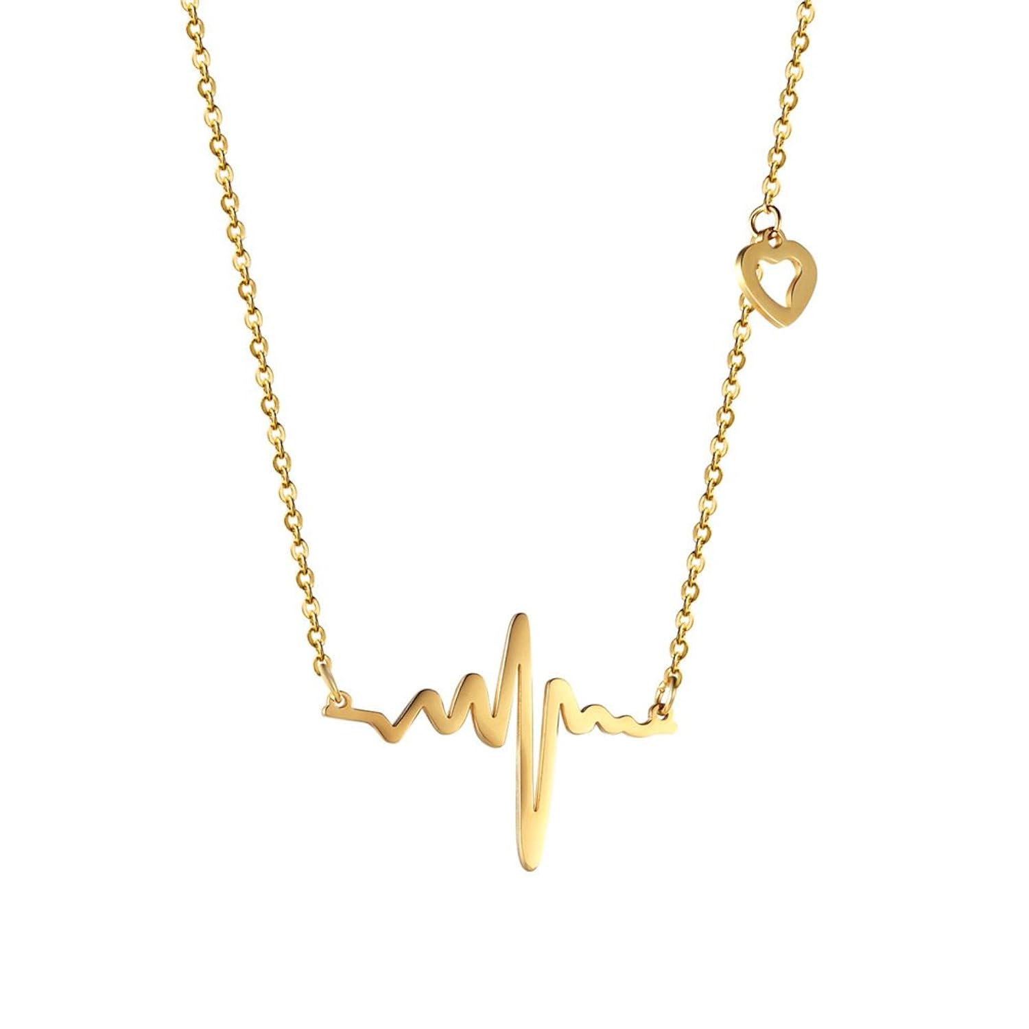 PROSTEEL Collar Colgante de Corazòn ECG Latido Colgante de Acero Inoxidable para