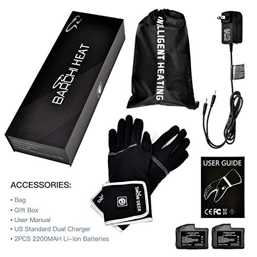 BARCHI HEAT Heated Glove Liners,Electric Gloves with 7.4V Rechargeable