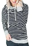 HOTAPEI Women Oblique Zipper Hoodies Pullover Long Sleeve Sweatshirt