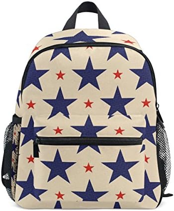 GIOVANIOR Patriotic Blue Red Stars Travel School Backpack for Boys Girls Kids