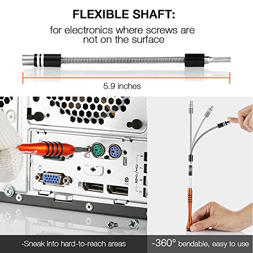 60 in 1 Screwdriver Set, Precision Driver 56 Bits Magnetic Professional Repair Tool Kit for PC/iPhone X, 8/Smart Phone/Tablet/Xbox/Clock DIY etc, with Extension Shaft Multitool Nut Driver T4 T5 T6 T7